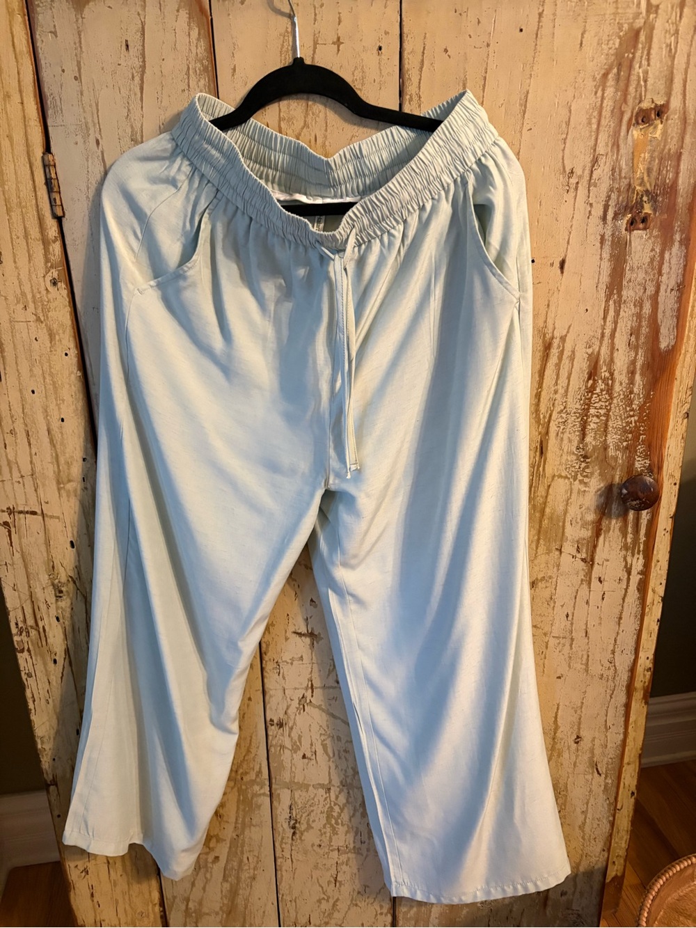 HALARA Light Aqua Women’s Drawstring pants linen like.